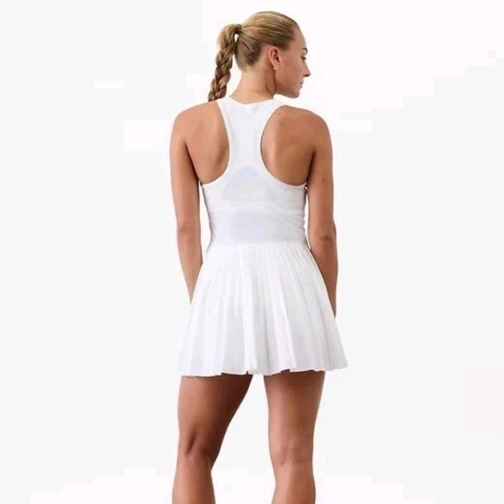 Athleta dress Match Point Pleated white tennis Dress   sz SMALL athletic
